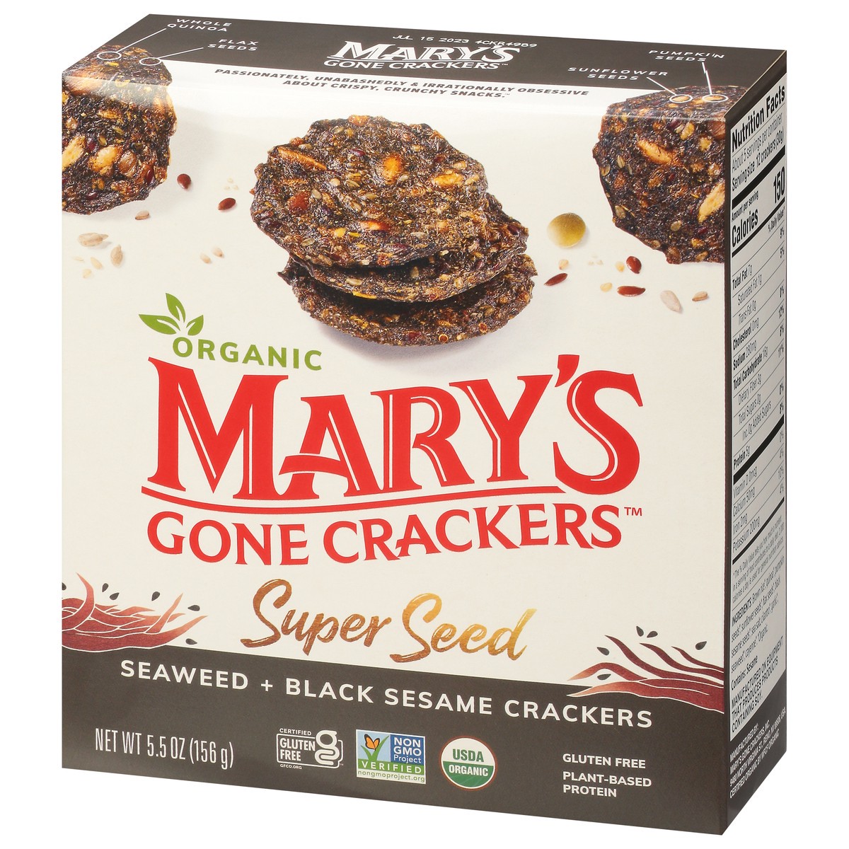 slide 7 of 9, Mary's Gone Crackers Organic Seaweed & Black Sesame Super Seed Crackers, 5.5 oz