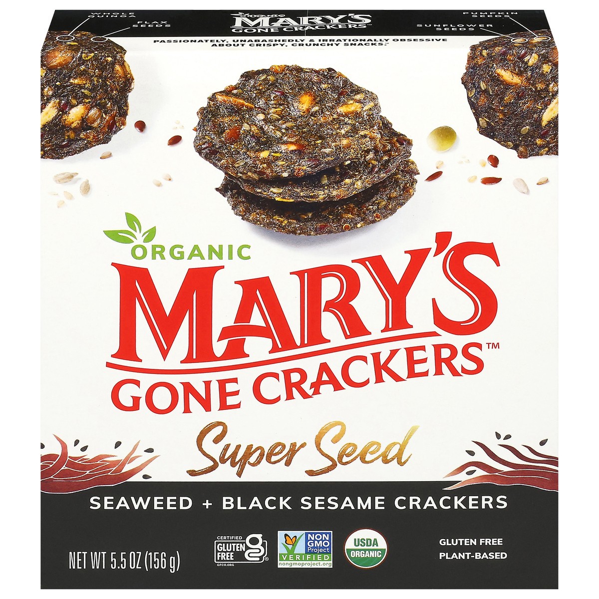 slide 1 of 9, Mary's Gone Crackers Organic Seaweed & Black Sesame Super Seed Crackers, 5.5 oz