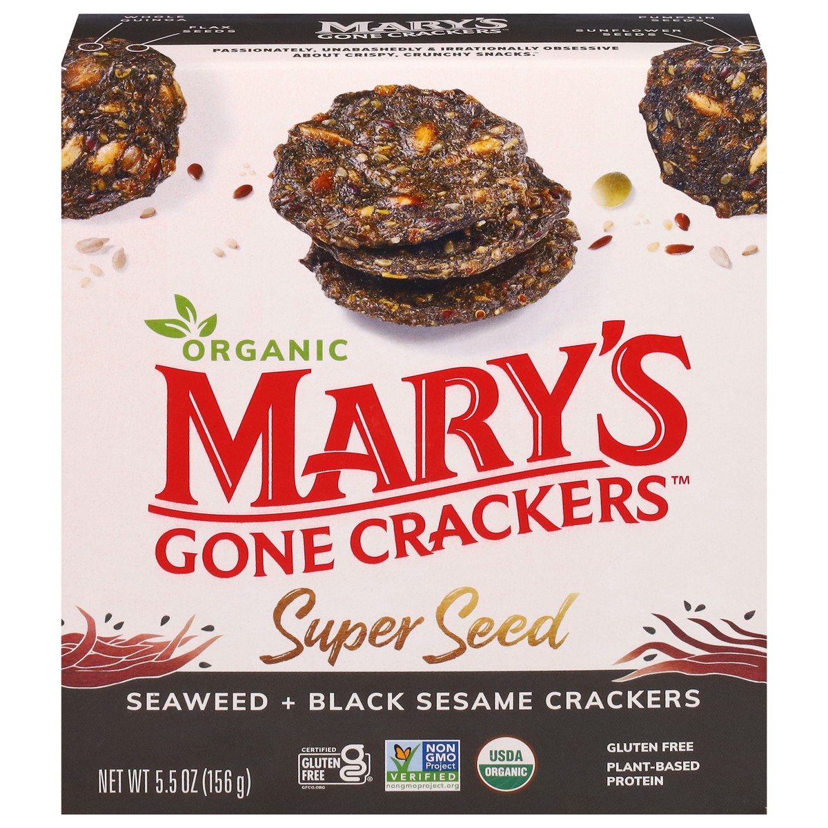 slide 1 of 9, Mary's Gone Crackers Organic Seaweed & Black Sesame Super Seed Crackers, 5.5 oz