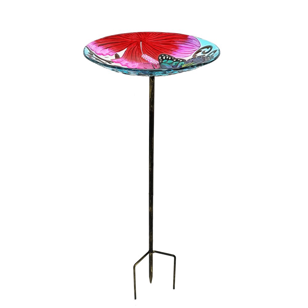 slide 1 of 1, Hd Designs Outdoors Handpainted Butterfly Birdbath Stake, 1 ct