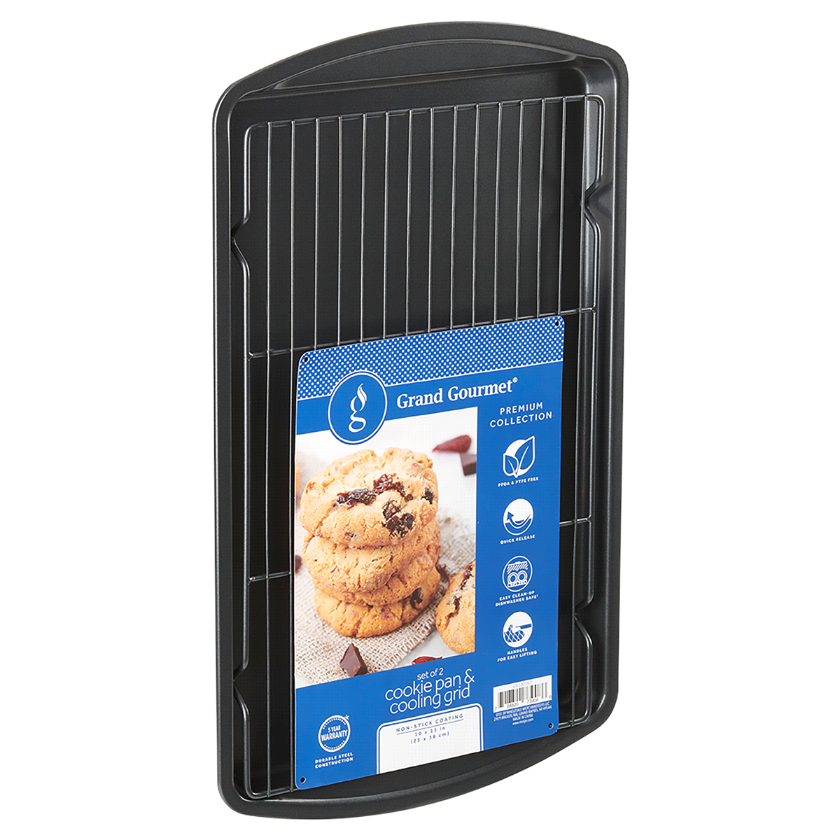 slide 2 of 13, Grand Gourmet Medium Cookie Pan and Non-stock Cooling Grid Set, 2 ct