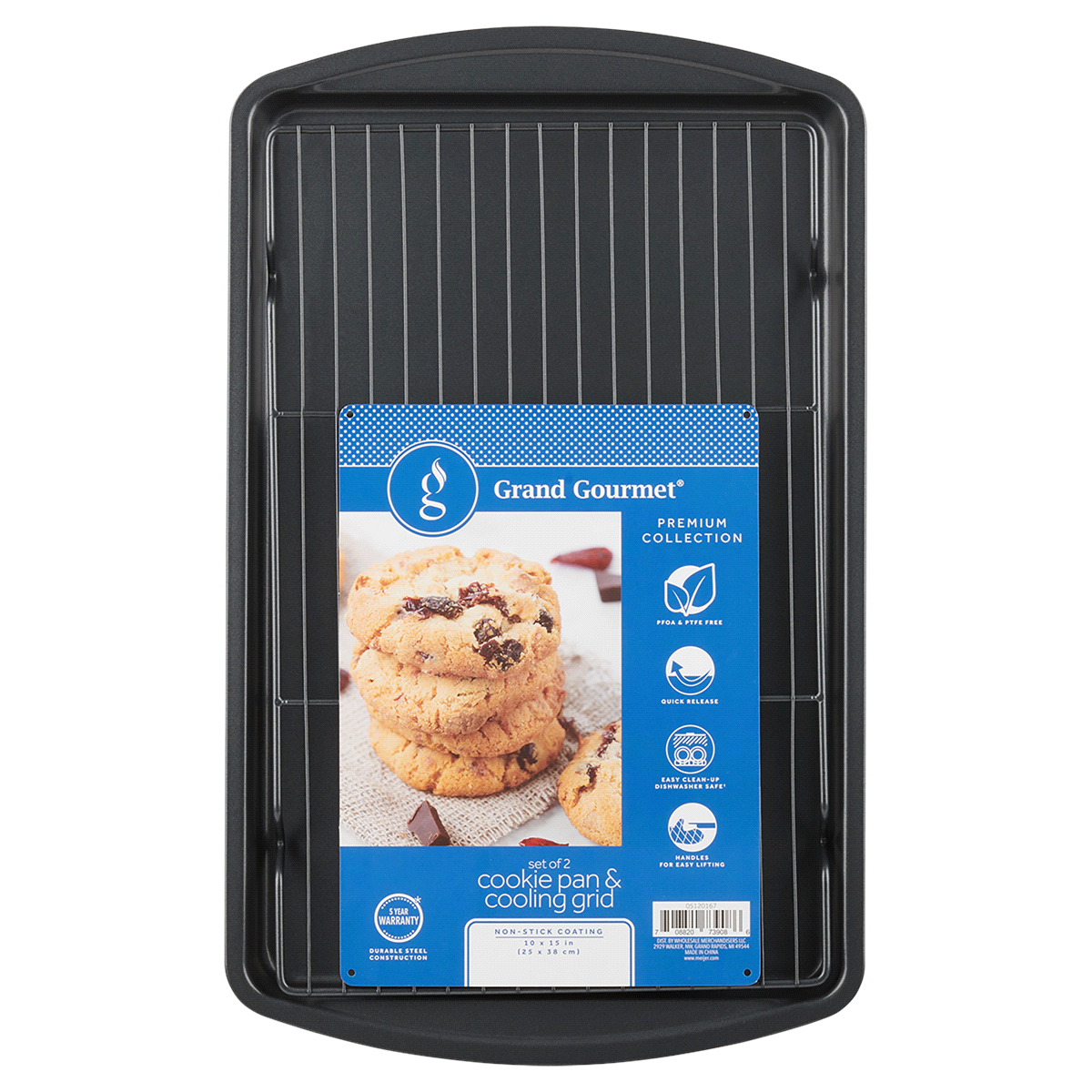 slide 1 of 13, Grand Gourmet Medium Cookie Pan and Non-stock Cooling Grid Set, 2 ct