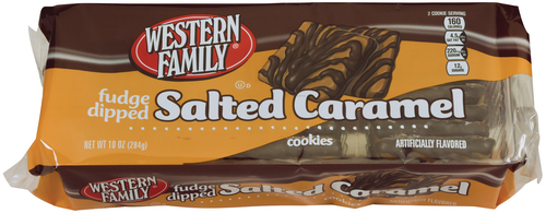 slide 1 of 1, Western Family Fudge Salted Carmel Cookie, 10 oz