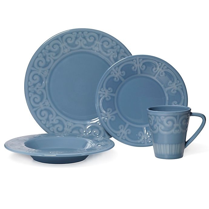 slide 1 of 1, Mikasa Sutton Place Setting - Teal, 4 ct