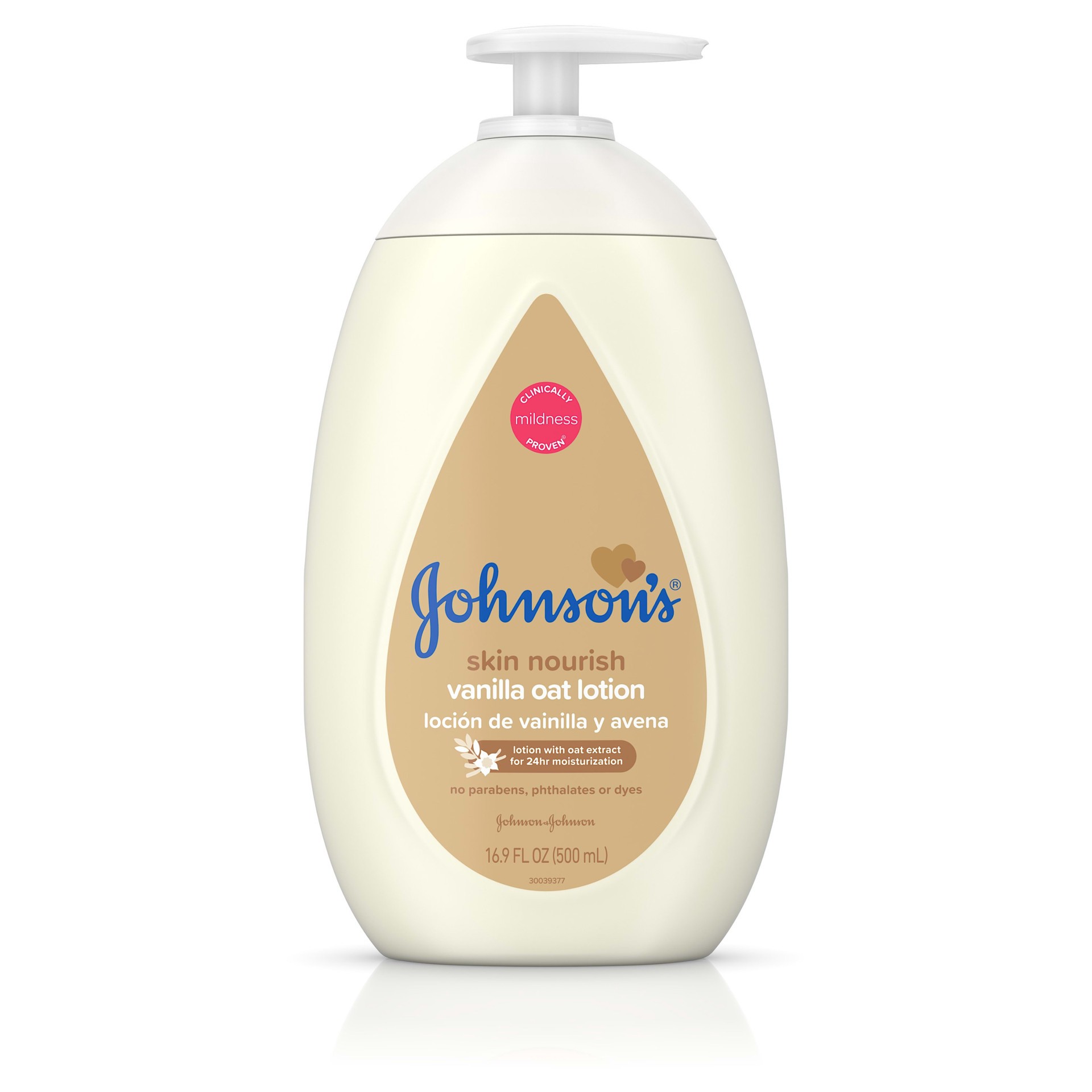 slide 1 of 6, Johnson's Baby Moisturizing Lotion with Nourishing Vanilla & Oat Extract for Dry Skin, Hypoallergenic and Dermatologist-Tested, 16.9 fl. oz, 16.9 fl oz