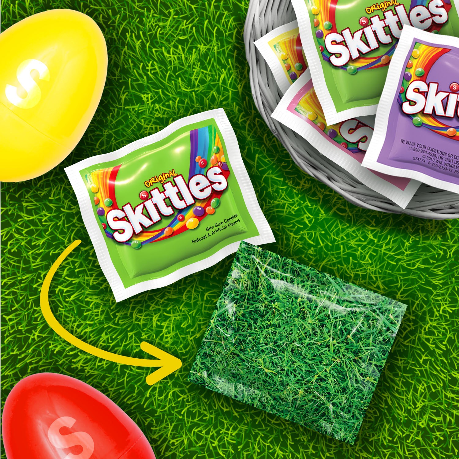 slide 3 of 7, SKITTLES Original Fun Size Impossible Egg Hunt Easter Candy, 10.72 oz Bag, 10.72 oz