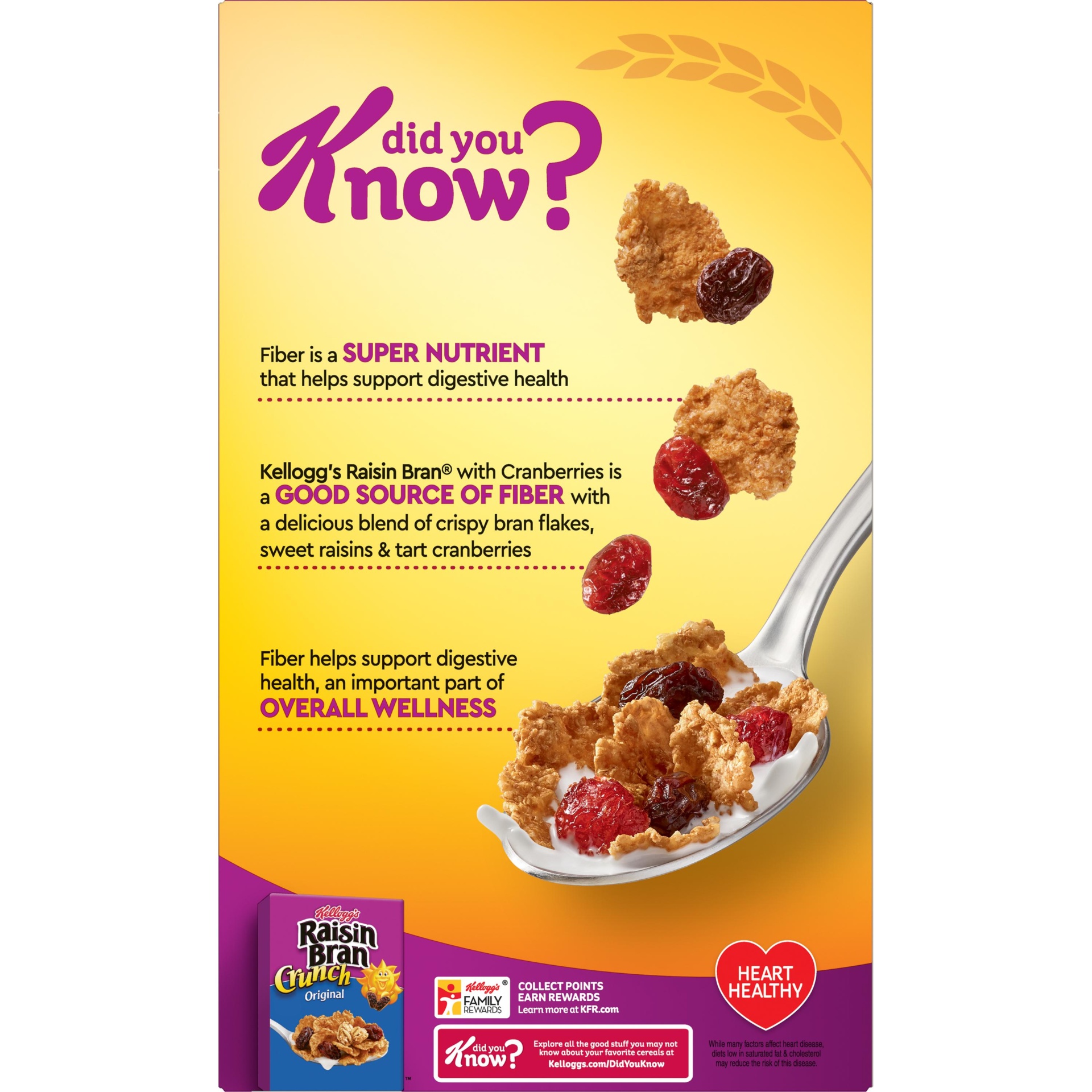 slide 2 of 5, Kellogg's Raisin Bran Breakfast Cereal, Good Source of Fiber, Original with Cranberries, 19.8 oz