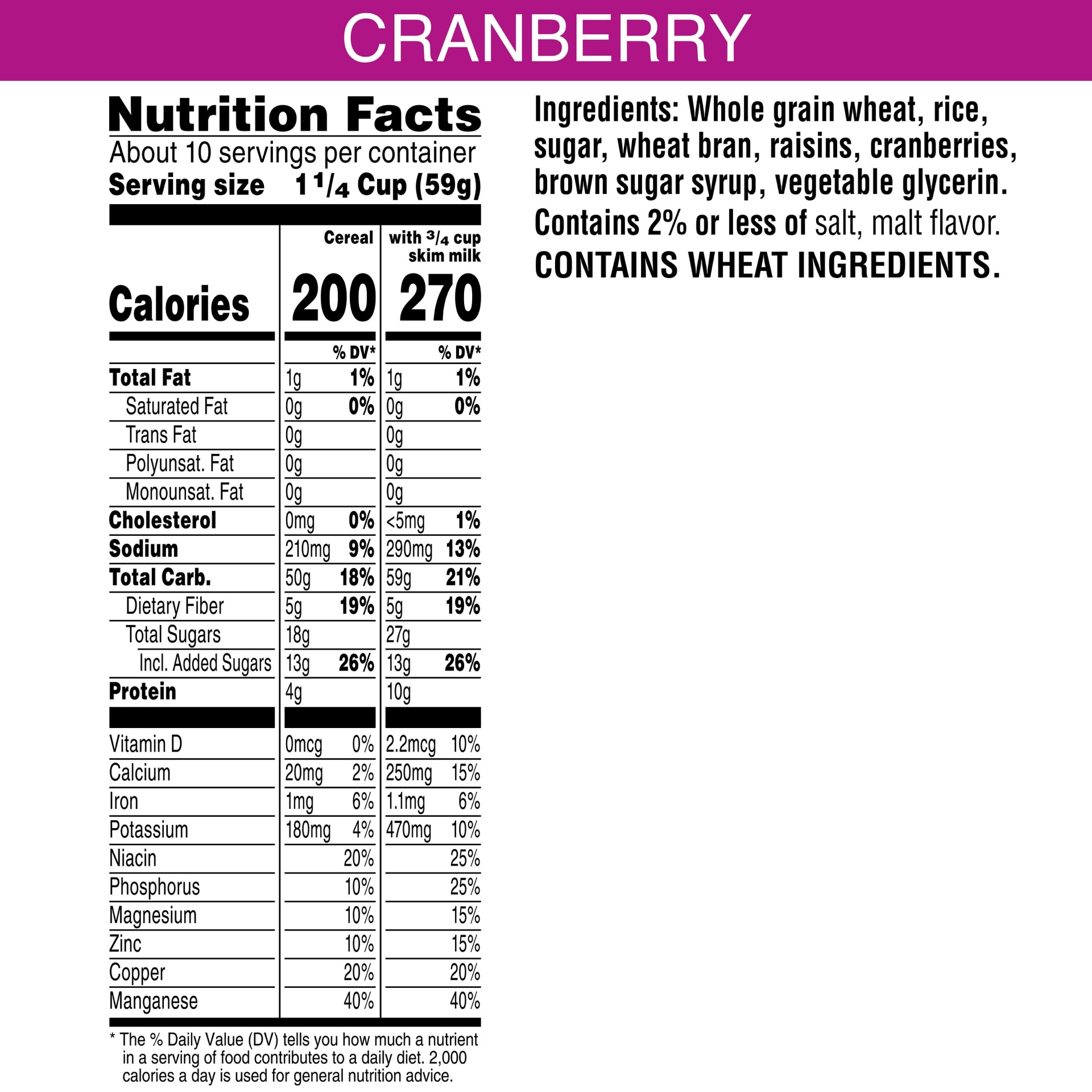 slide 3 of 5, Kellogg's Raisin Bran Breakfast Cereal, Good Source of Fiber, Original with Cranberries, 19.8 oz