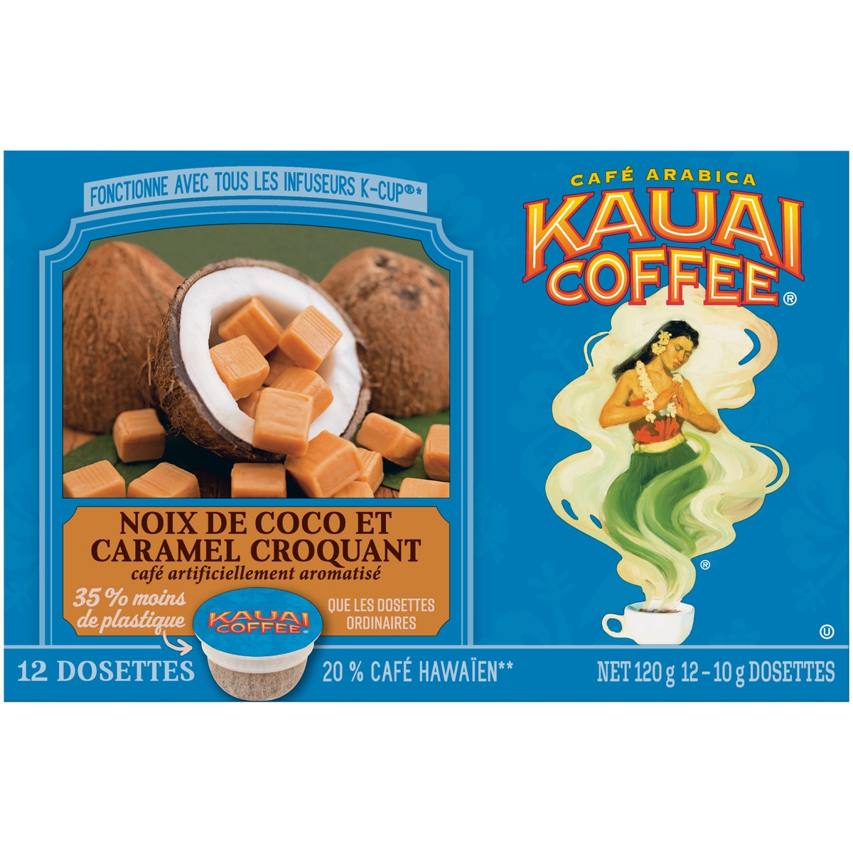 slide 3 of 8, Kauai Coffee Kauai Coconut Caramel Crunch Flavor - 100% Premium Arabica - Single-Serve Pods, 12 ct