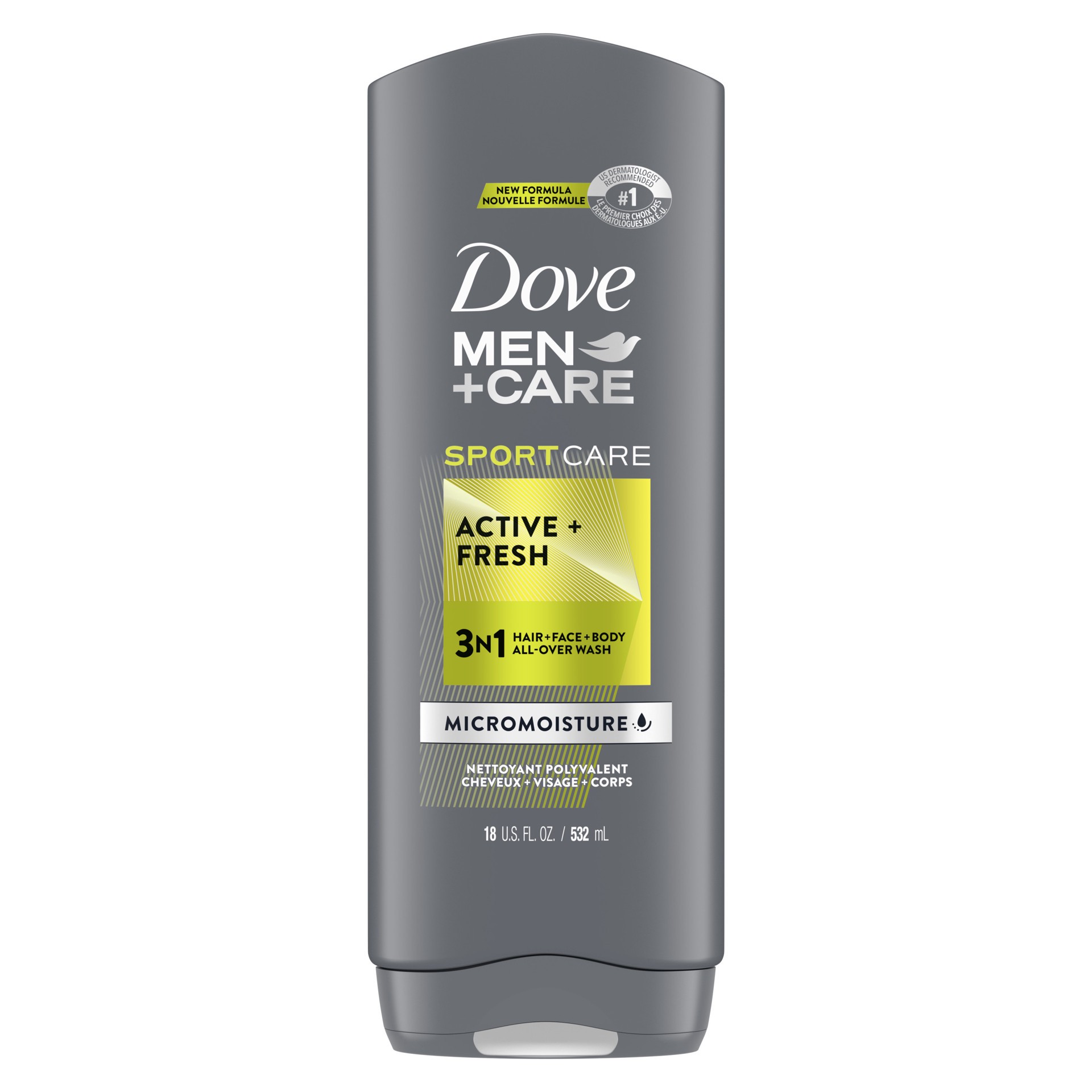 slide 1 of 4, Dove Men+Care SportCare Hair, Face, and Body Wash Active + Fresh, 18 oz, 18 oz