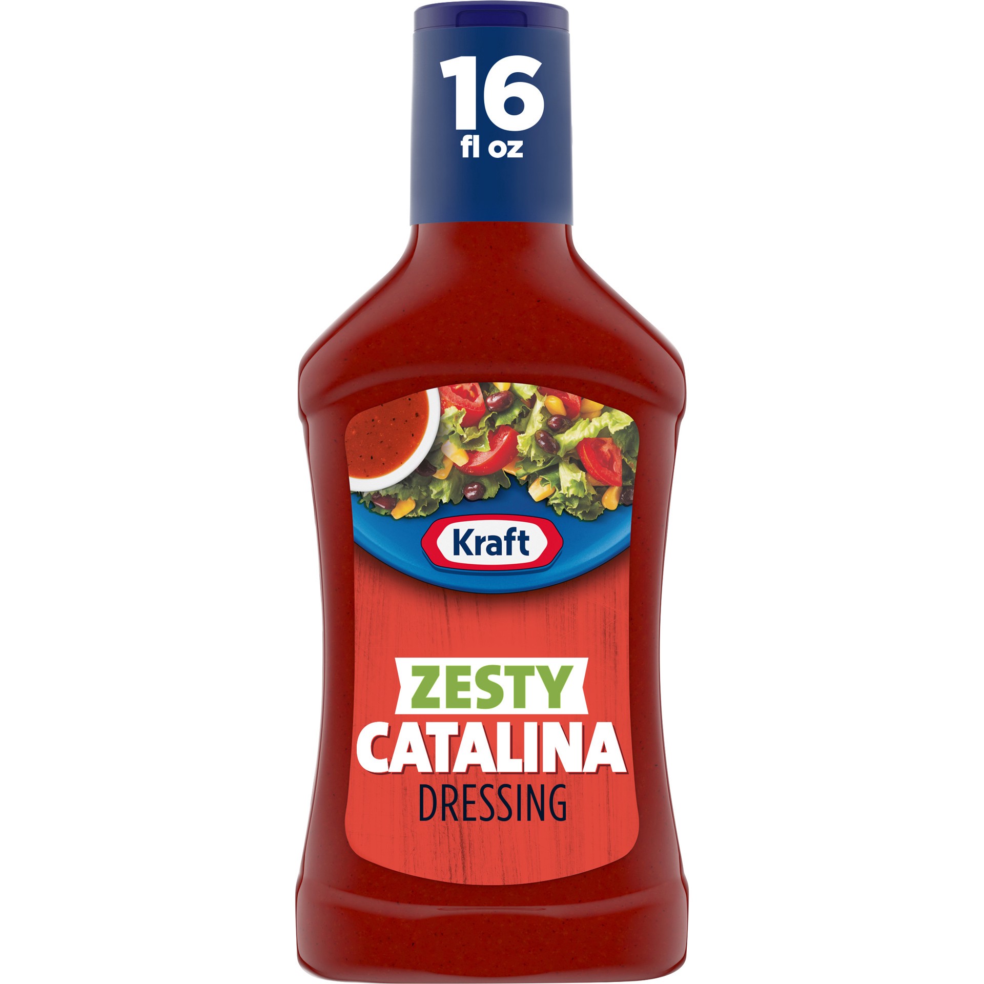 slide 1 of 12, Kraft Zesty Catalina Salad Dressing Bottle, 16 fl oz