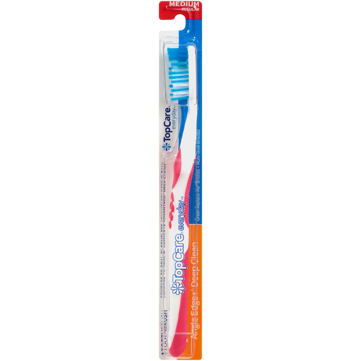 slide 1 of 1, TopCare Top Care Angle Edge+ Toothbrush, Medium, 1 ct