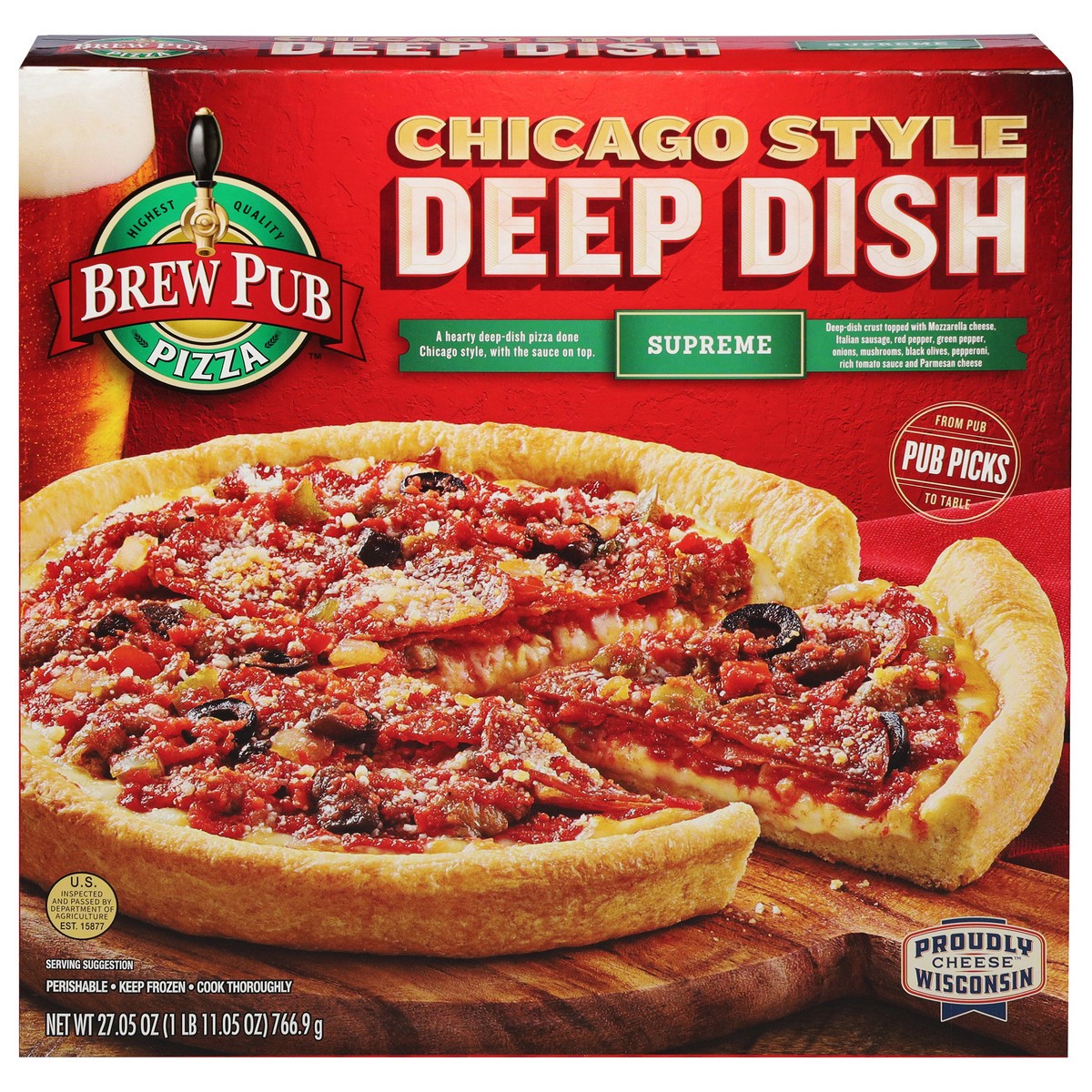 slide 1 of 1, Brew Pub Pizza Brew Pub Chicago Style Deep Dish Pizza Supreme Flavor, 27.049999 oz