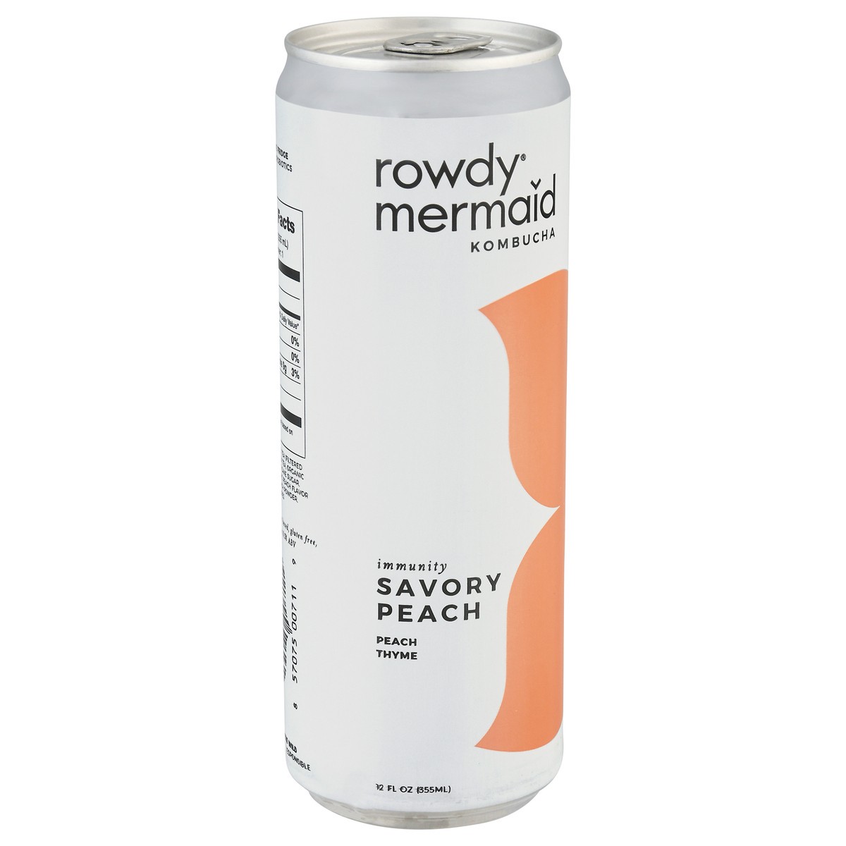 slide 8 of 9, Rowdy Mermaid Immunity Savory Peach Kombucha 12 fl oz Can, 12 fl oz