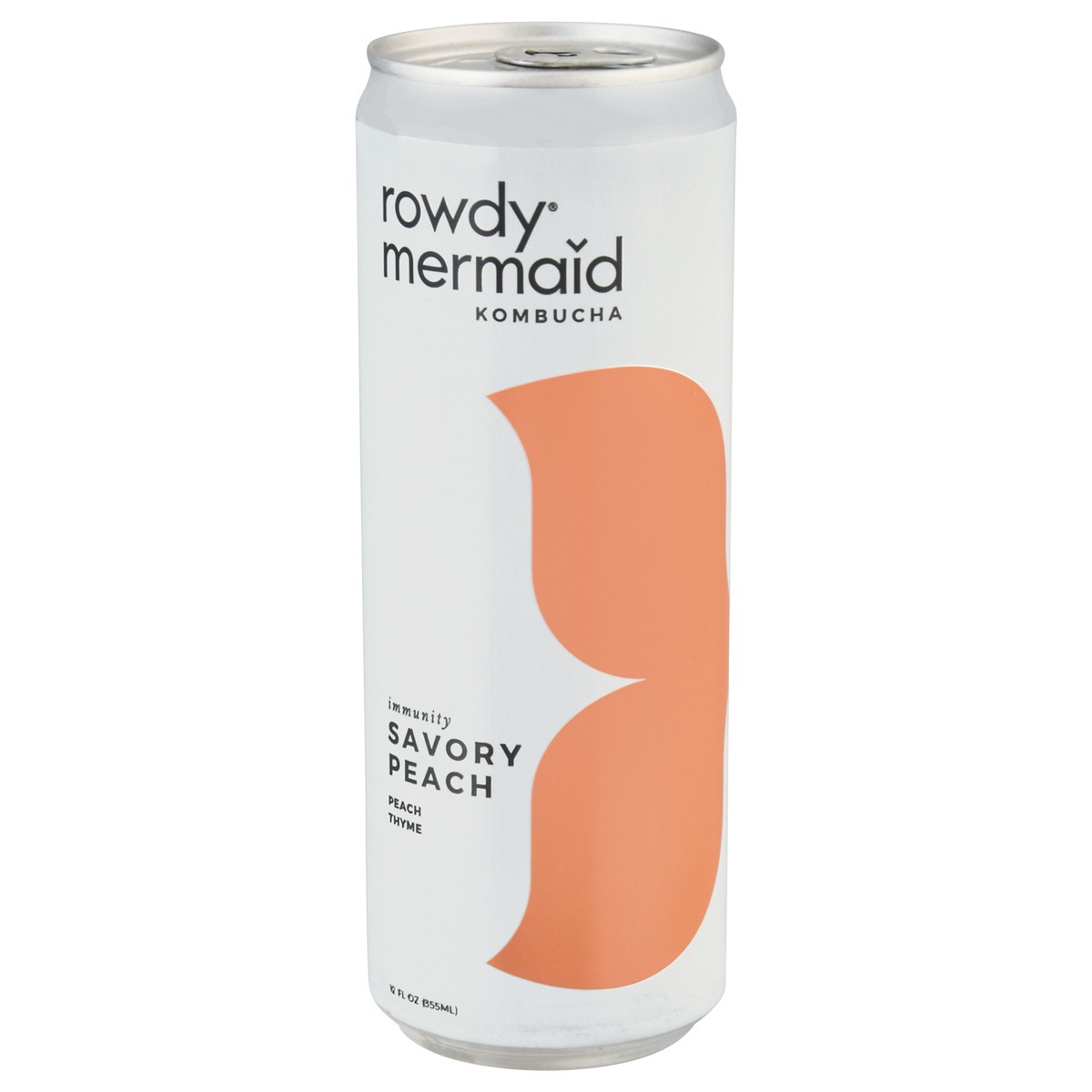 slide 5 of 9, Rowdy Mermaid Immunity Savory Peach Kombucha 12 fl oz Can, 12 fl oz