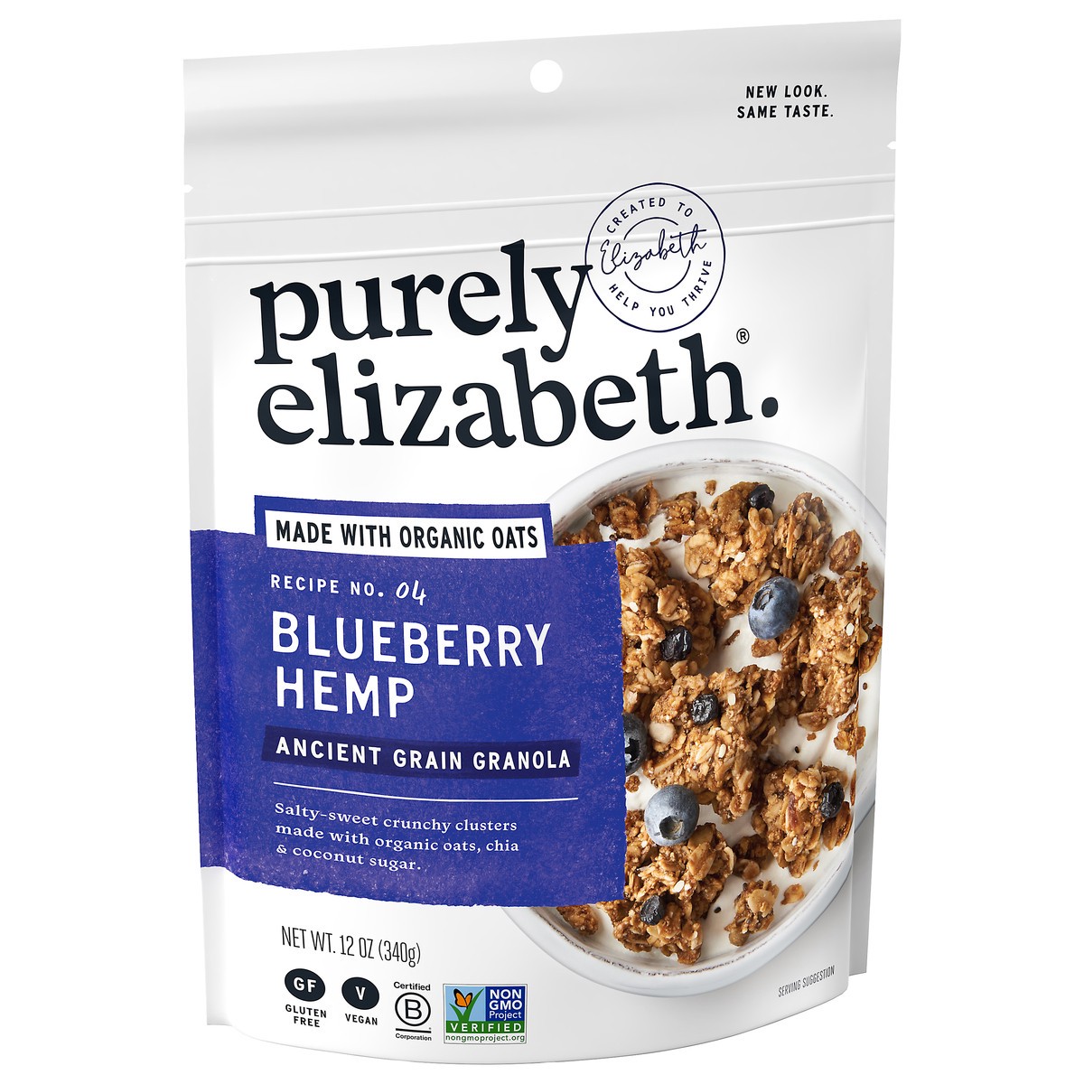 slide 7 of 9, Purely Elizabeth Recipe No. 04 Blueberry Hemp Ancient Grain Granola 12 oz, 12 oz