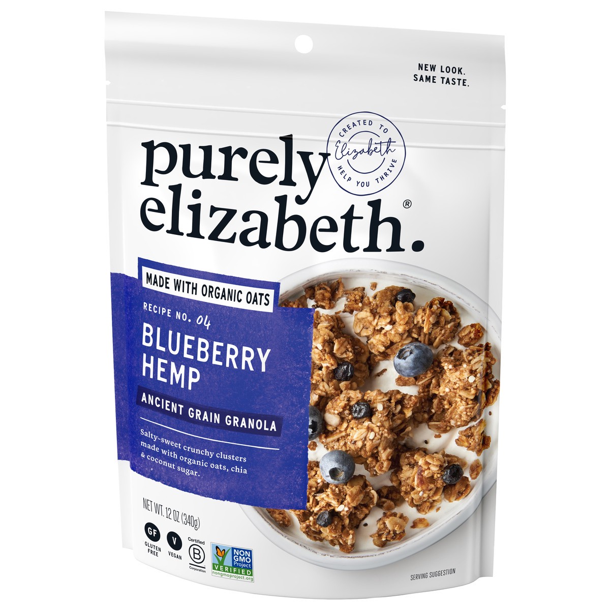 slide 9 of 9, Purely Elizabeth Recipe No. 04 Blueberry Hemp Ancient Grain Granola 12 oz, 12 oz