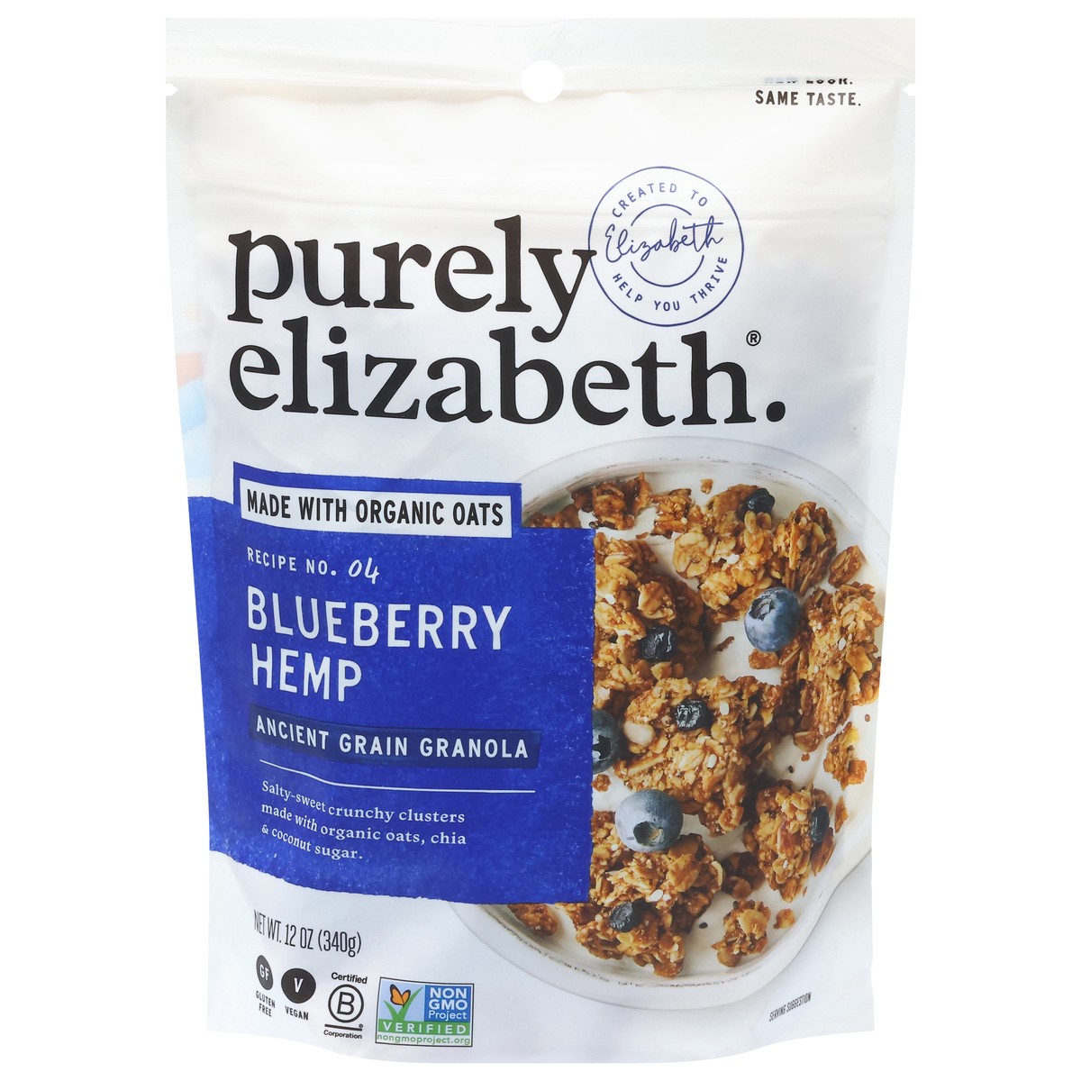 slide 1 of 9, Purely Elizabeth Recipe No. 04 Blueberry Hemp Ancient Grain Granola 12 oz, 12 oz