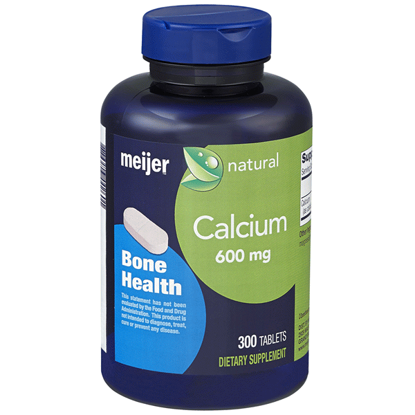 slide 1 of 1, Meijer Natural Calcium 600mg Tablets, 300 ct