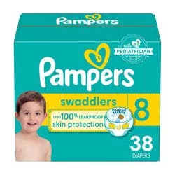 Pampers Swaddlers Diapers, Size 8 (46+ lbs), 38 Count, Ultra Absorbent Disposable Infant Diaper