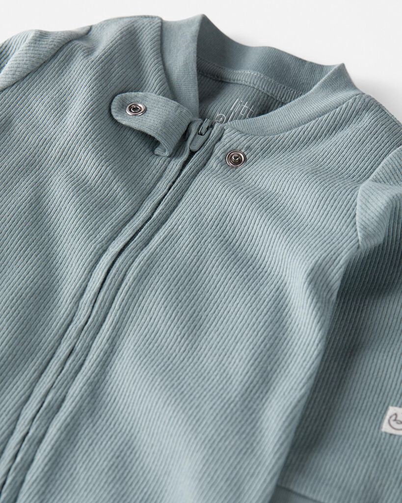 slide 3 of 5, Littleplanet Baby Organic Cotton Rib Sleep & Play Pajamas Blue Creek 9M, 1 ct