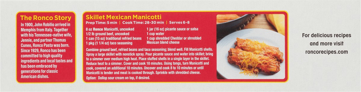 slide 6 of 13, Ronco Manicotti 8 oz, 8 oz