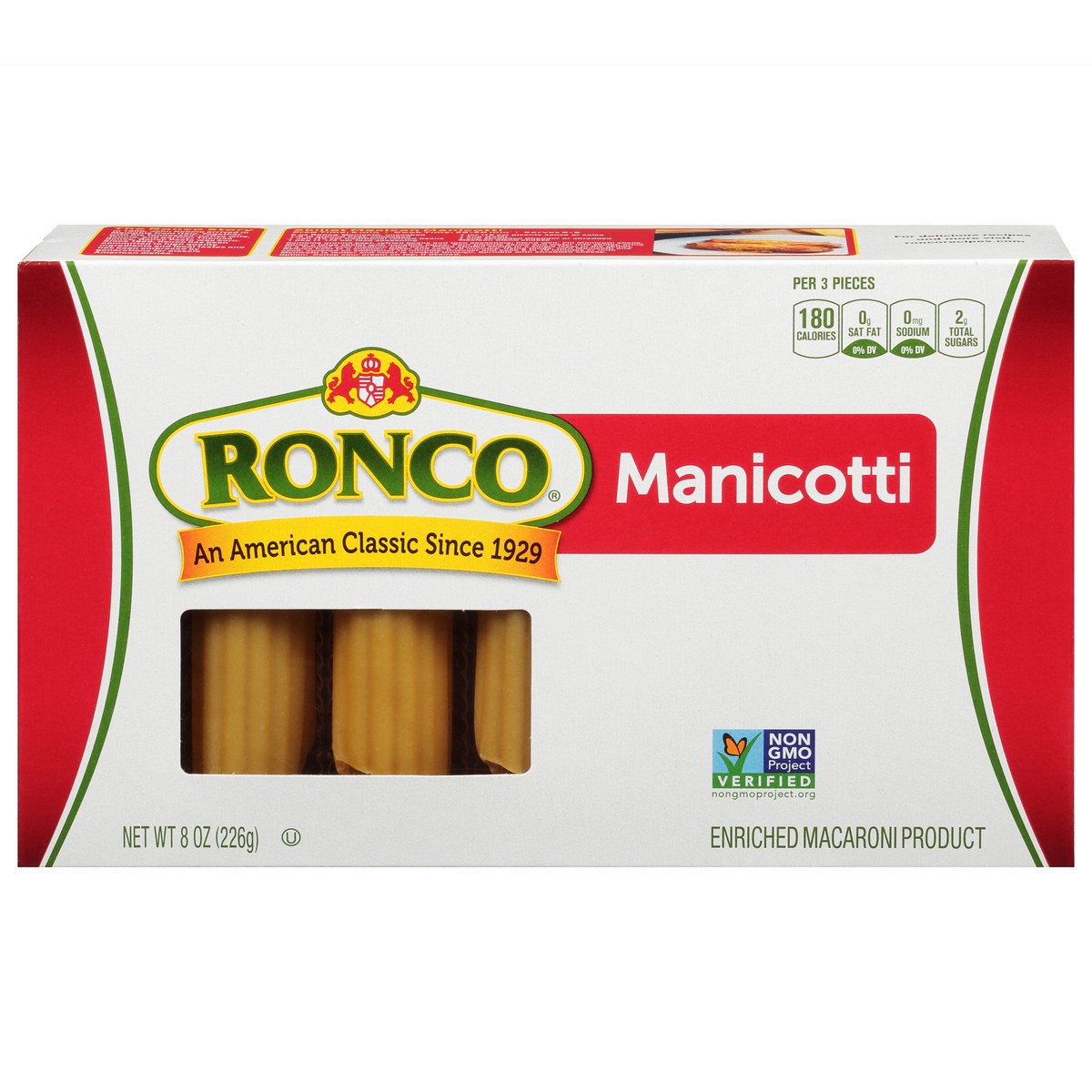 slide 1 of 13, Ronco Manicotti 8 oz, 8 oz