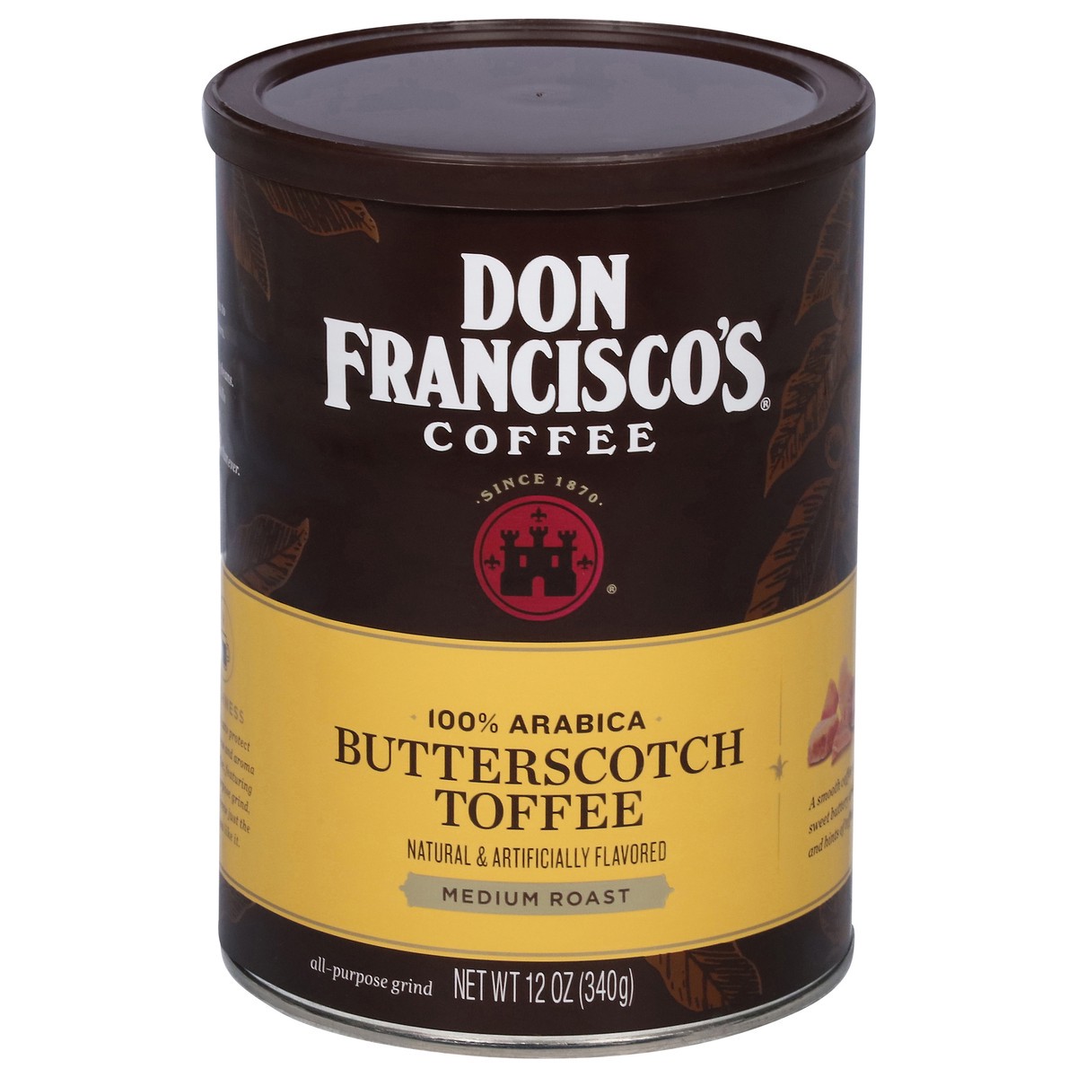 slide 1 of 9, Don Francisco's Butterscotch Toffee Medium Roast Coffee, 12 oz Can, 12 oz