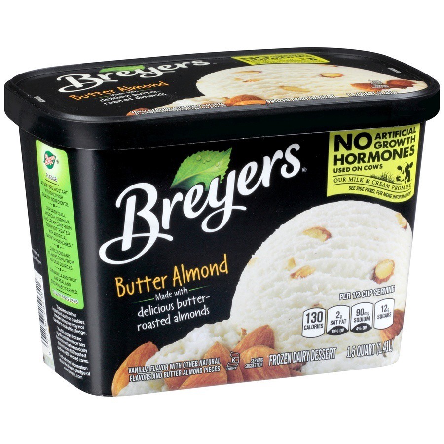 slide 2 of 8, Breyers Frozen Dairy Dessert Butter Almond, 1.5 qt