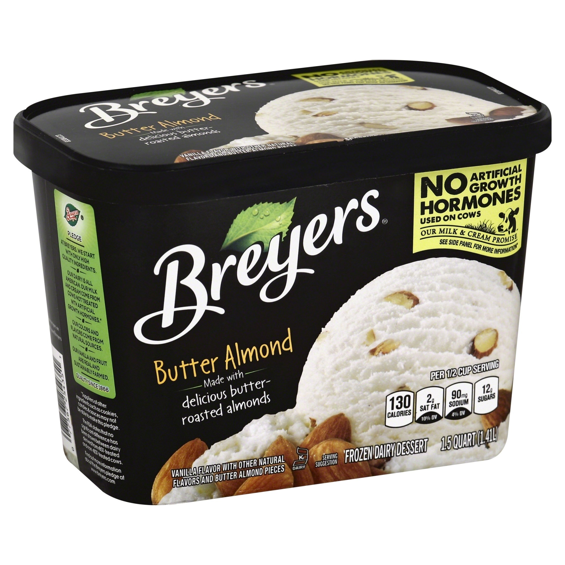 slide 1 of 8, Breyers Frozen Dairy Dessert Butter Almond, 1.5 qt