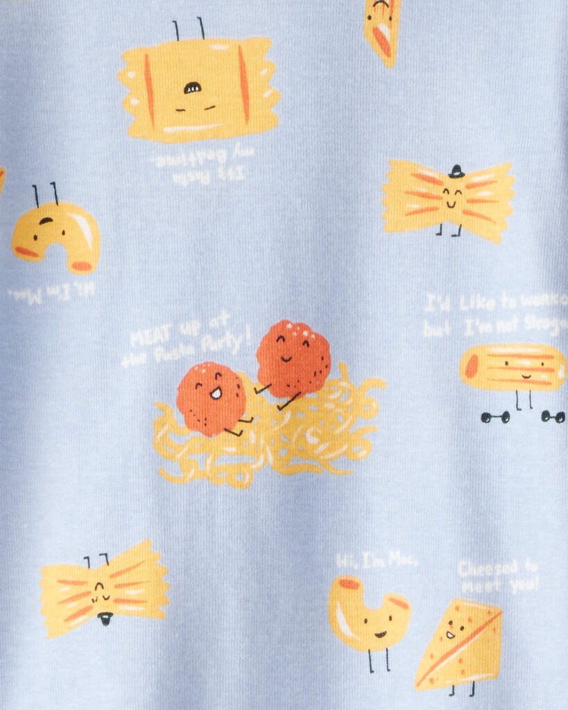 slide 2 of 3, Carter's Toddler Boy Pasta Print 100% Cotton Long-Sleeve 4-Piece Pajamas - Blue Blue 4T, 4 pc
