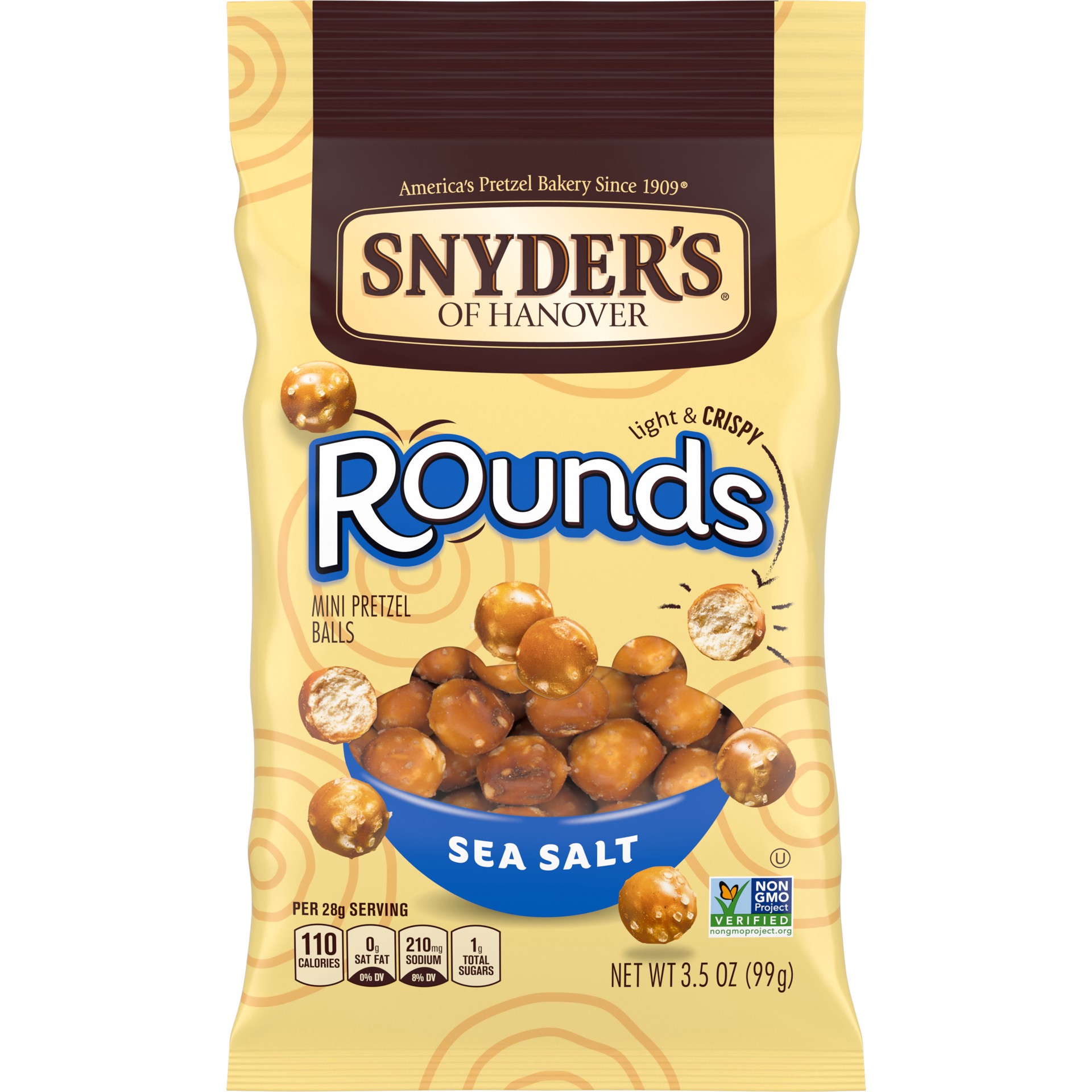 slide 1 of 5, Snyder's of Hanover Pretzels, Rounds, Sea Salt, 3.5 Oz, 3.5 oz