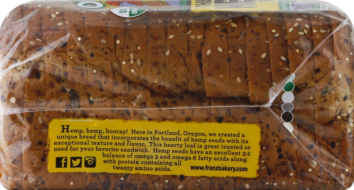 slide 3 of 5, Franz Organic The Great Hemp Seed Bread, 24 oz