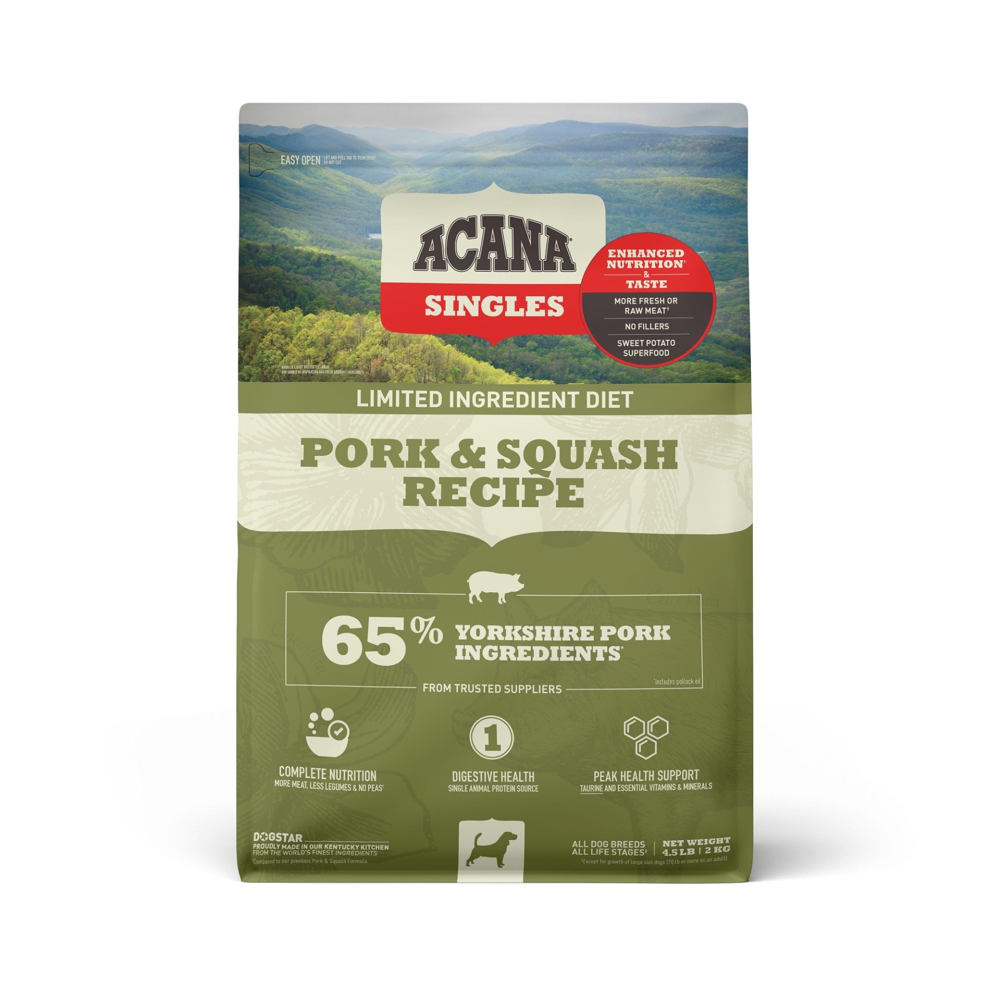 slide 1 of 1, ACANA Singles Limited Ingredient Diet Grain-Free High Protein Pork & Squash Dry Dog Food, 4.5 lb
