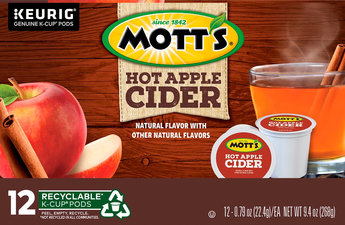 slide 3 of 7, Mott's Hot Apple Cider, Keurig Single-Serve K-Cup Pods, 12 Count, 12 ct