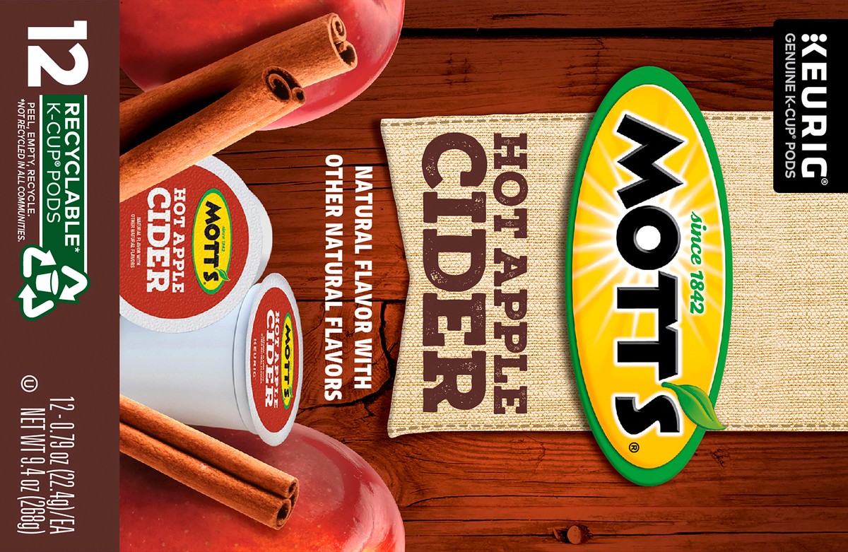 slide 6 of 7, Mott's Hot Apple Cider, Keurig Single-Serve K-Cup Pods, 12 Count, 12 ct