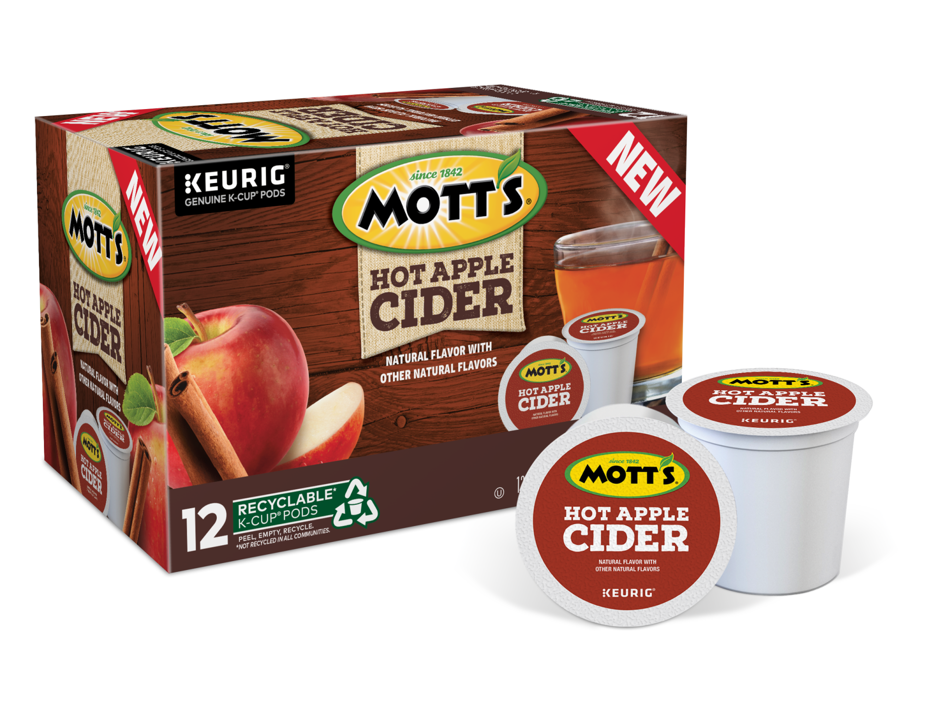 slide 1 of 7, Mott's Hot Apple Cider, Keurig Single-Serve K-Cup Pods, 12 Count, 12 ct