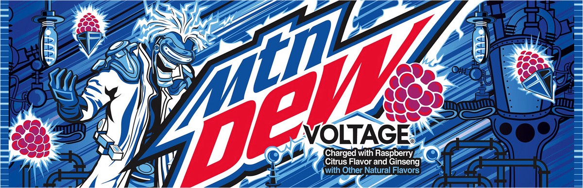 slide 3 of 11, Mountain Dew Voltage Dew Soda Charged With Raspberry Citrus And Ginseng Flavor 12 Fl Oz 12 Count, 12 ct