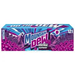 Mountain Dew Voltage Soda Raspberry Citrus And Ginseng 12 Fl Oz, 12 Count