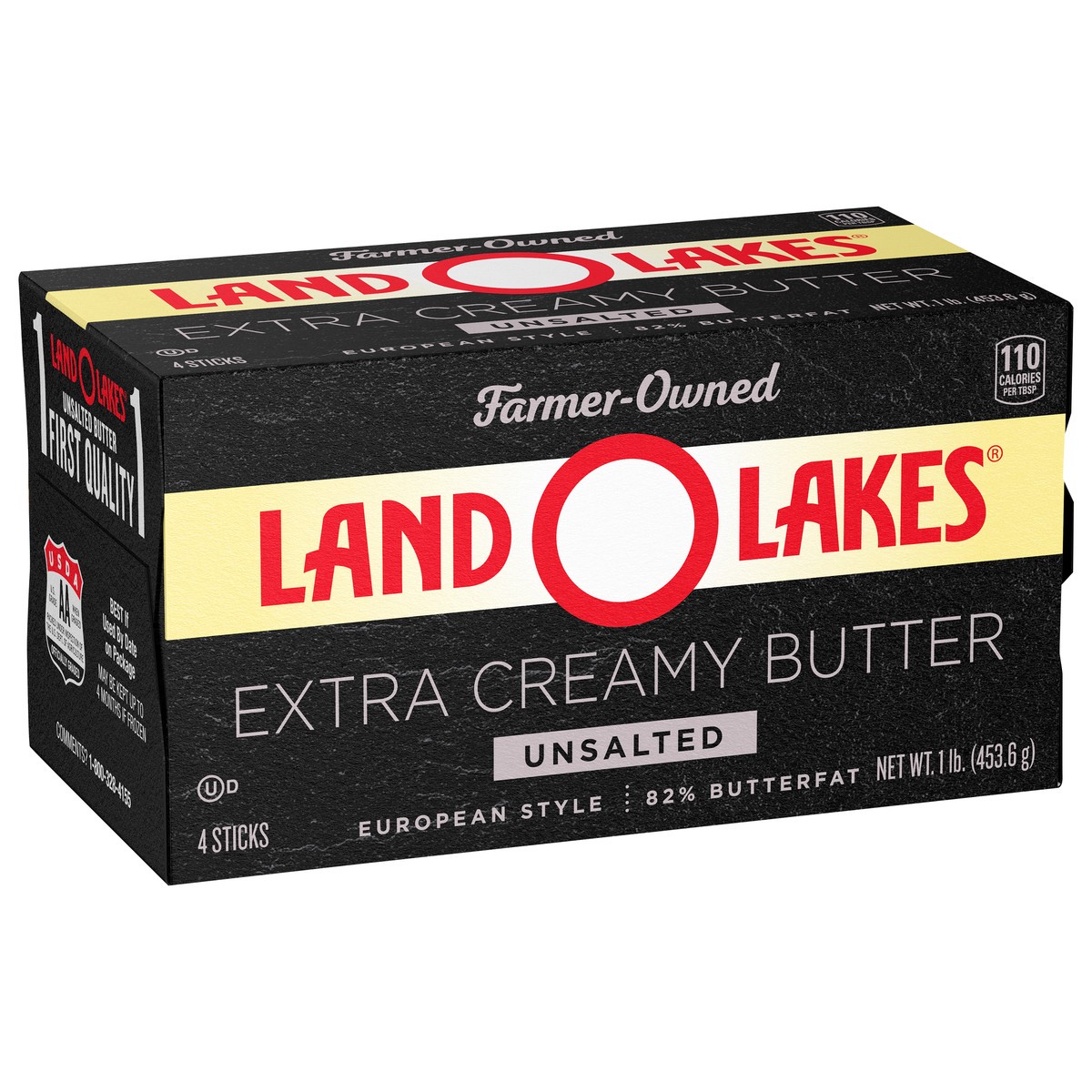 slide 2 of 9, Land O'Lakes Extra Creamy Unsalted Butter, 4 Butter Sticks, 1 lb Pack, 4 ct