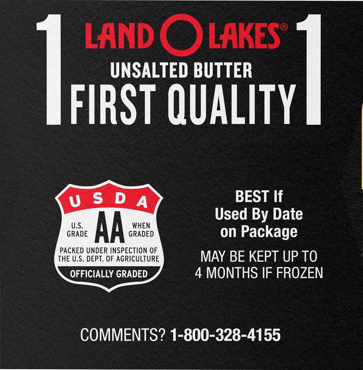 slide 7 of 9, Land O'Lakes Extra Creamy Unsalted Butter, 4 Butter Sticks, 1 lb Pack, 4 ct