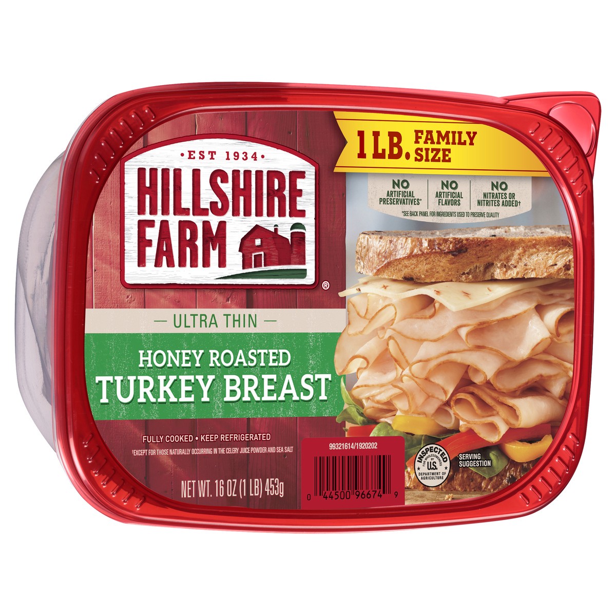 slide 2 of 3, Hillshire Farm Ultra Thin Sliced Deli Lunch Meat, Honey Roasted Turkey Breast, 16 oz, 453.59 g