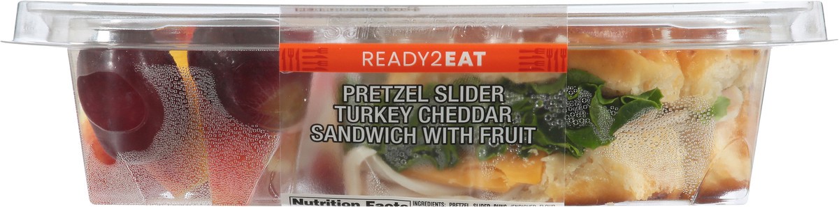 slide 10 of 12, ReadyMeals Pretzel Slider Turkey Cheddar Sandwich with Fruit 8.75 oz, 8.75 oz