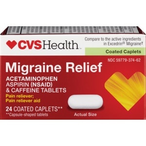 slide 1 of 1, CVS Health Migraine Relief Caplets, 24 ct