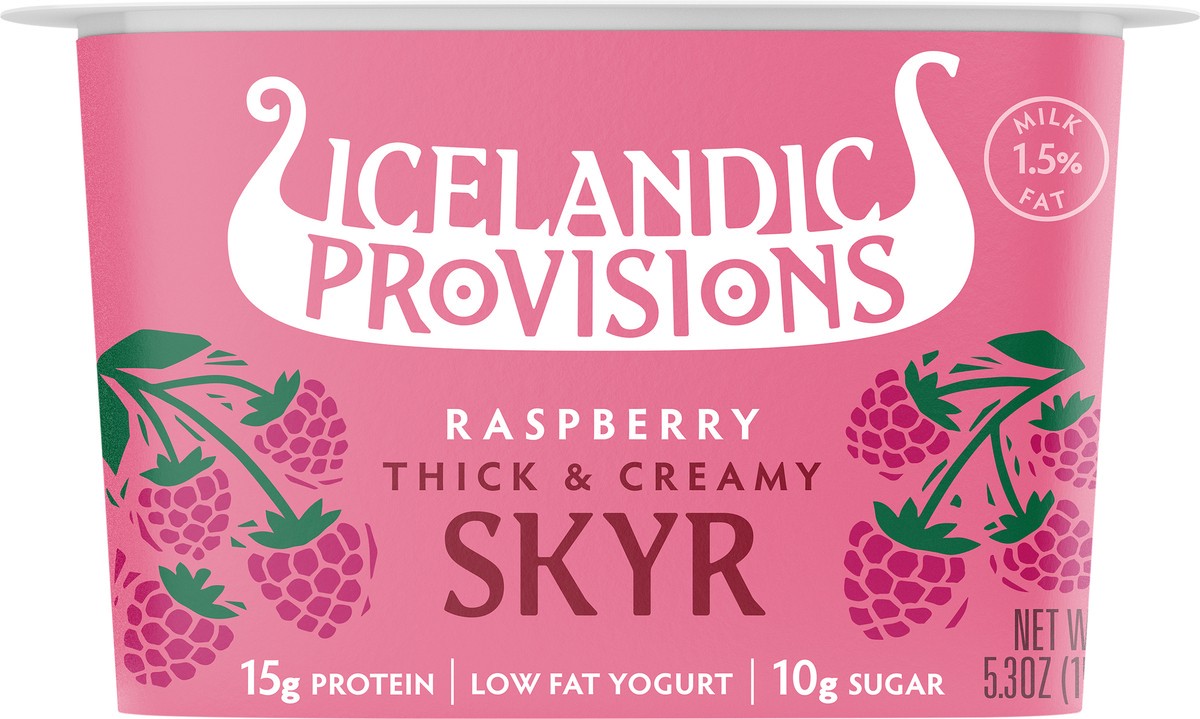 slide 5 of 8, Icelandic Provisions Raspberry Thick & Creamy Low Fat Skyr 5.3 oz, 5.3 oz