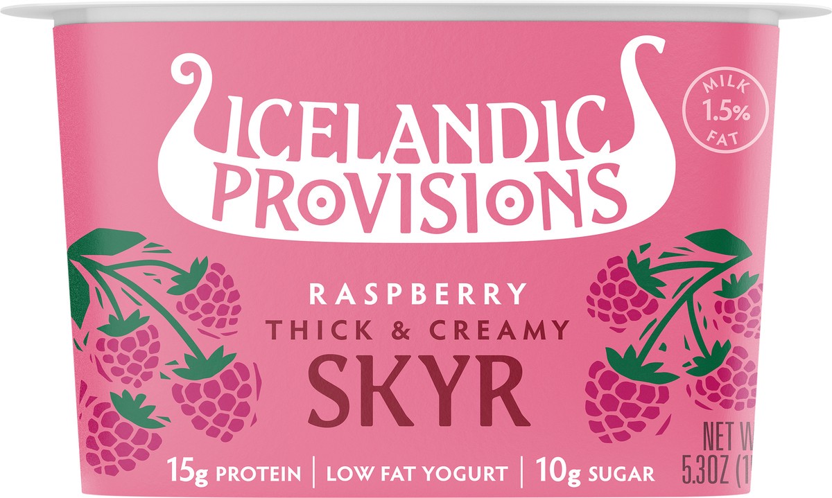 slide 1 of 8, Icelandic Provisions Raspberry Thick & Creamy Low Fat Skyr 5.3 oz, 5.3 oz