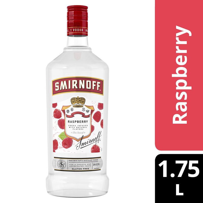 slide 1 of 4, Smirnoff Raspberry Flavored Vodka - 1.75L Plastic Bottle, 1.75 liter