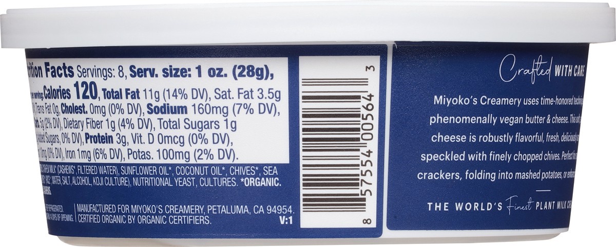 slide 11 of 14, Miyoko's Creamery Plant Milk Classic Chive Cheese Spread 8 oz, 8 oz