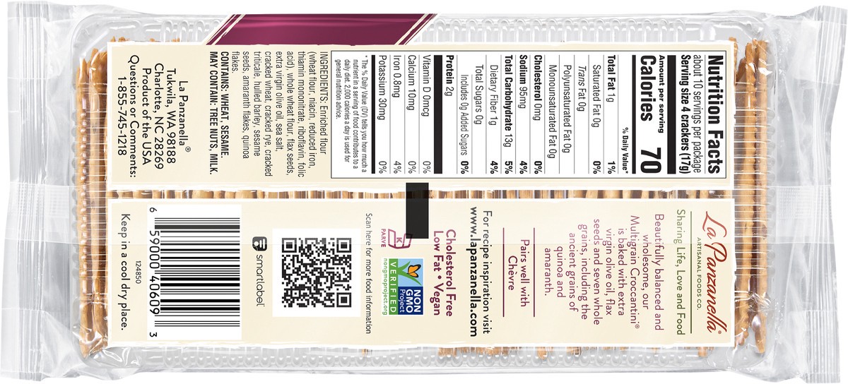 slide 2 of 5, La Panzanella Croccantini Multigrain Artisan Crackers, 6 oz