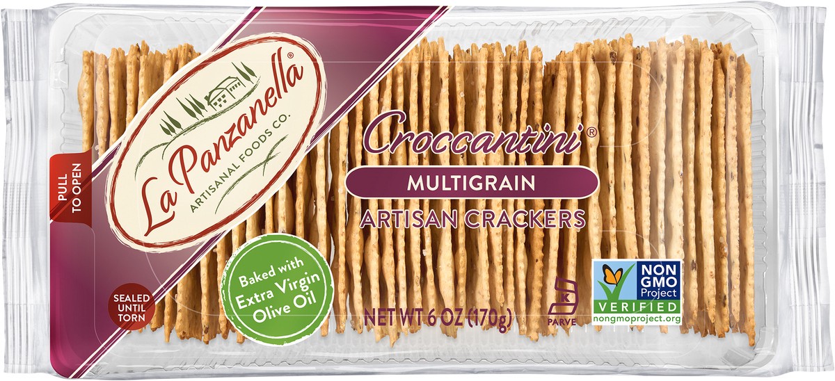 slide 2 of 5, La Panzanella Croccantini Multigrain Artisan Crackers, 6 oz